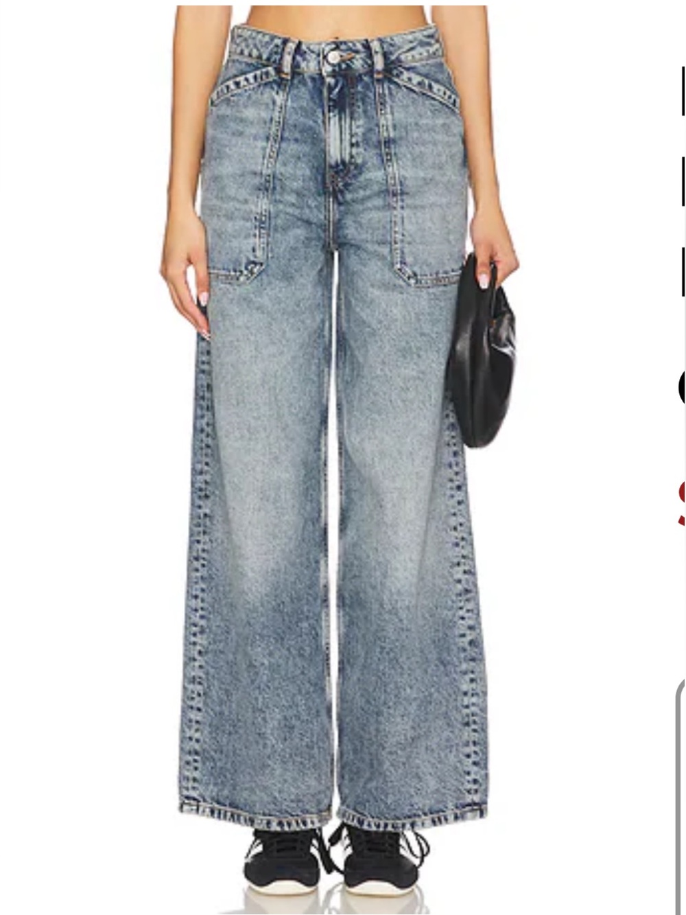 ba&sh Light Used Blue Wash Cotton Mellou Wide Leg Jeans Pants Sz. 36 (4)